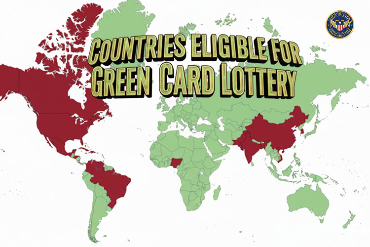 World map showing countries with Green Card Lottery Eligibility for 2026