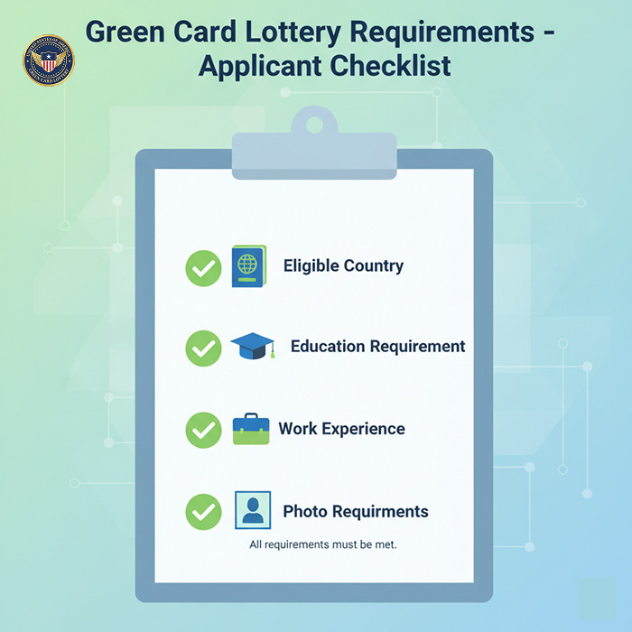 Checklist of Green Card Lottery Eligibility Requirements for applicants